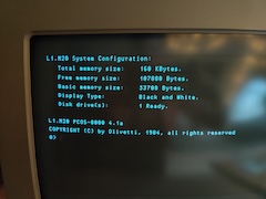 The boot screen with a 160 KiB machine